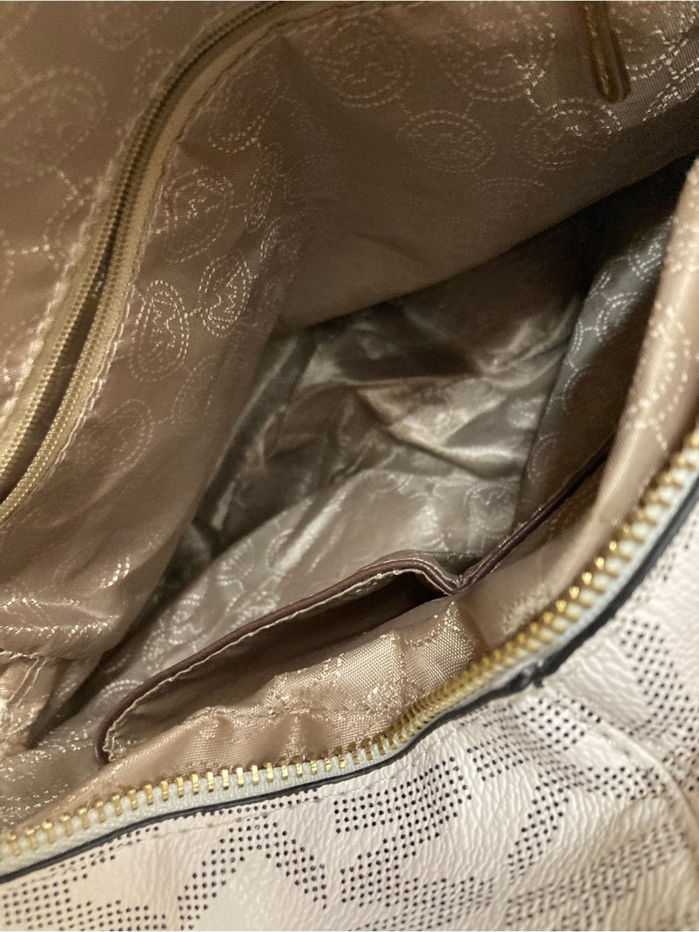 Michael Kors Cream/White MK Logo Backpack with Gold Hardware - Picture 4 of 5